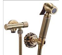 CFWSHJ Antique Bathroom Faucet Set Portable Spray with Brass Shower Holder and 1.5M Hose Handheld Bidet Muslim Toilet Shattaf