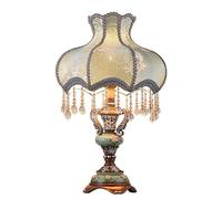 CFWSHJ Antique Victorian Fringe Lace,Vintage Fabric Lamp with Shade,European Pastoral Nightstand Vase Shape Table Light for Bedroom Living Room(11.8" D W x 20.5" H, Blue)