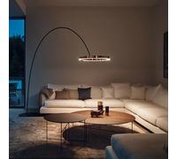 CFWSHJ Arched LED Metal Floor Nordic Minimalist Dimmable Standing Lamps Decorative Reading For Living Room Height Adjustable Vertical Lamp Foot Switch, Marble Base 3000-6000K, Gold