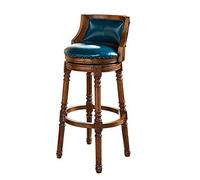 CFWSHJ Barstool Vintage Wooden Rotating Leather Seats for Low-Back Fashion Glamor Household Indoor Kitchen Bar Stool High Stools Lofty Ambition (Green 76cm)