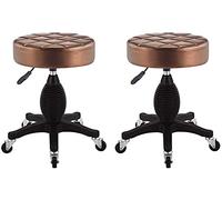 CFWSHJ Barstools Round Stools Set Of 2, Lift Rotating Dressing Stool, Height Adjustable Chairs,for Kitchens, And Home pub seat Counter Bar Chairs (Brown3pulley I