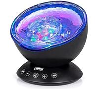CFWSHJ Bedroom, Night Light, Ocean Wave Projector with Remote and White Noise, Suitable for Kids Adults Gifts (Color : Black)
