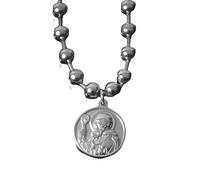 CFWSHJ Benedict Necklace For Women And Men, 925 Sterling Silver Saint Benedict Pendant Bead Chain, Benedict Medals, Medalla De San Benito, San Benito Medalla, Saint Benedict Medal
