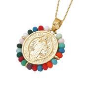 CFWSHJ Benedict Necklace For Women And Men, Multicolor Beads Saint Benedict Necklaces, Benedict Medals, Medalla De San Benito, San Benito Medalla, Saint Benedict Medal