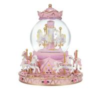 CFWSHJ Carousel Horses Music Box,Snow Globe Music Boxes,Rotating Musical Boxes for Holiday Party Gifts Xmas Decor-Pink 6/8 Horses
