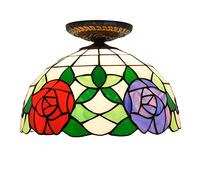 CFWSHJ Chandelier 12 Inch Tiffany Ceiling Light Flush Mount, Dimmable Stained Glass Chandeliers, E26 Bulb, Victoria Style Decorative Ceiling Lamp for Living Room, Bedroom, Hallway