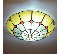 CFWSHJ Chandelier LED Ceiling Light, Tiffany Style Stained Glass Round Flush Mount Ceiling Lamps, 12/16/20 Inch,Vintage E27 Decor Chandeliers for Living Room Bedroom Dining Room Hallway