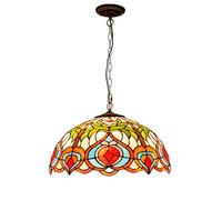 CFWSHJ Chandelier Pendant Light 50CM Tiffany Style Ceiling Hanging Lamp Stained Glass Retro Creative Red Peach Blossom Chandelier Lighting for Living Room Dining Room Bedroom Bar