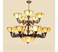 CFWSHJ Chandelier Simple Retro Style Chandelier, Tiffany Style Stained Glass Multi-Arm Ceiling Light Fixture Pendant Light for Dining Room Villas Bedroom Livingroom,E27,13Arms