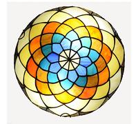 CFWSHJ Chandelier Tiffany Style Ceiling Light, 12/16/20 Inch Stained Glass Round Flush Mount Ceiling Lamps, Vintage E27 Decor Chandeliers for Living Room Bedroom Dining Room Hallway Kitchen,DX25,30cm