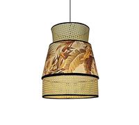 CFWSHJ Chandeliers, Southeast Asian Style Rattan Chandelier Metal Lamp Holder + Fabric Lampshade Light Fixture Screw Pendant Lighting Fitting for Living Room, Bar, Kitchen Island
