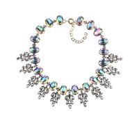 CFWSHJ Colorful Beaded Necklace For Women And Girls, Crystal Rhinestone Collar Choker Necklace Statement Maxi Big Bib Necklace Beads Chain Chunky Statement Necklace, Bib Necklace For Women