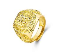 CFWSHJ Copper Plated 18K Gold Carved Financial Word Ring Bully ingenuation Men's Opening Adjustable Ring