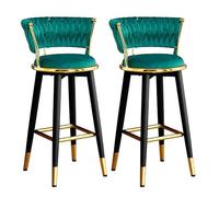 CFWSHJ Counter Height Stools Set of 2, Velvet Upholstered Barstools with Back Stylish Gold Wrapped Edges Bar Chairs for Kitchen Island Dining Room Pub Interesting (Green)
