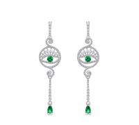 CFWSHJ Devil's Eye Colourful Treasure Drop Earrings Silver Round Fashion Commuter