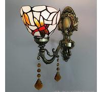 CFWSHJ Dragonfly Flower Style Wall-Mounted Lamp 6" Width Vanity Stained Glass Wall Light Fixture for Bedroom Bedside Hallway Balcony Stair,Blue,White