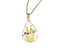 CFWSHJ Dried Pressed Flowers For Women And Girls, 925 Sterling Silver Dried Flowers Necklaces Elegant Floral Teardrop And Heart Shapes, Forget Me Not Necklace, Pressed Flower Jewelry