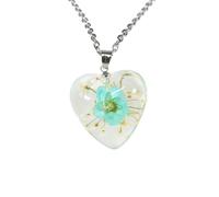 CFWSHJ Dried Pressed Flowers For Women And Girls, 925 Sterling Silver Dried Flowers Necklaces Elegant Floral Teardrop And Heart Shapes, Forget Me Not Necklace, Pressed Flower Jewelry