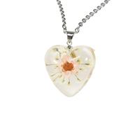 CFWSHJ Dried Pressed Flowers For Women And Girls, 925 Sterling Silver Dried Flowers Necklaces Elegant Floral Teardrop And Heart Shapes, Forget Me Not Necklace, Pressed Flower Jewelry
