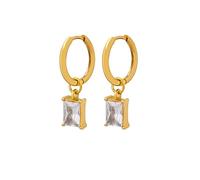 CFWSHJ Elegant Geometric Moissanite Earrings, 14K Solid Gold over S925 Sterling Silver Square French Vintage Niche Design Drop Earrings,Thoughtful Valentine's Day or Birthday Gift