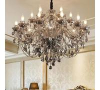 CFWSHJ European Candle Crystal Pendent Lamp Luxury Living Room Restaurant Villa Hotel Staircase Duplex Building Chandelier (A 18 Lights)