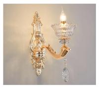 CFWSHJ European Living Crystal Luxury Atmosphere French Dining Room Light Double Architectural Lights,s (One Color 1 Head Wall lamp)