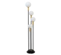 CFWSHJ Floor 4 Heads Round Glass Black Metal Marble Base Nordic Vertical Standing Lamp 1.6M with Foot for Living Room Bedroom Office Reading