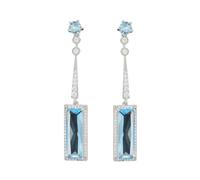 CFWSHJ French Light Luxury Korean Version of Socialite Long Geometric Rectangular Tassel Earrings
