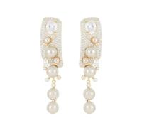 CFWSHJ French Retro Palace Earrings With Geometric Zirconia Pearl