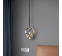 CFWSHJ Full Copper Small s Personality Geometric Ceiling Lamp Light Fixture Crystal Ring Pendant Duplex Stairs Hanging,1 piece