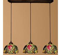 CFWSHJ Green Grapes 3 Stained Glass Shade Kitchen Island Pendant Lamp Retro Ceiling Light Fixtures Hanging Light,B