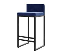 CFWSHJ Height Bar Set of 1, 55cm Counter Stools Low Back and Footrest, Velvet Upholstered Barstools with Black Metal Base for Kitchen, Black/Blue/Grey/White/Pink/Green interesting