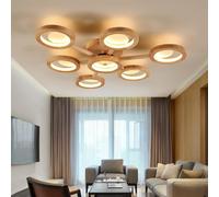 CFWSHJ Home Decoration Dimmable Led Sputnik Chandelier Wooden Rustic Semi-Flat Industrial Bedroom Near Ceiling Living Lamp Kitchen Laundry Dining Room/7 Lights