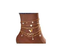CFWSHJ Layered Unlimited Love Anklet Set Delicate Pearl Anklet Tassel Star Butterfly Charm Anklet Bracelet Summer Beach Anklet Ankle Jewelry for Women