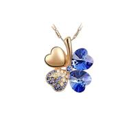 CFWSHJ Lucky Heart Necklace For Women, Crystal 4 Four Leaf Leaves Pendant Necklaces Lover, Love Heart Pendant Necklace, Heart Necklace, 4 Heart Necklace
