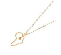 CFWSHJ Map Pendant Necklace Long Necklaces for Women Fashion Jewelry Hollow Out Miss Africa Stainless Steel
