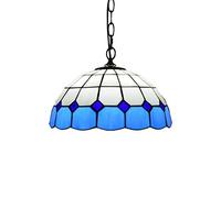 CFWSHJ Mediterranean Pendant Lamp Vintage Stained Glass Shade Style Ceiling Hanging Lights for Dining Room Corridor,A,6 lattice,B-12 inch Phoenix tail