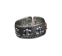CFWSHJ Men's Open Adjustable Ring 999 Silver Carved Heart Ring