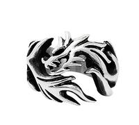 CFWSHJ Men's Sterling Silver Open Ring Raging Dragon Shape Ring