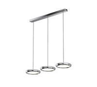 CFWSHJ Mid Century Pendant Lights Black Ceiling Hanging 3-Ring annular Height Adjustable Silver Shell Living Dining Bedroom Remote Operated Stainless Steel,Wide Application