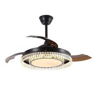 CFWSHJ Modern Bedroom Fan Crystal LED Ceiling Fan Light Stealth Blades Ceiling Fan Remote Control 6-Gear Speed Fan Light for Living Room Bedroom Living Room Lighting(48in)