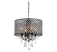 CFWSHJ Modern Ceiling Light Fixture Crystal Chandelier American Round Ceiling Light Iron Pendant For Dining Living Room Bedroom Living Room(Silver)