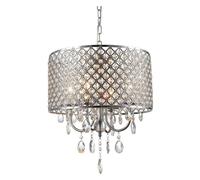 CFWSHJ Modern Ceiling Light Fixture Crystal Chandelier American Round Ceiling Light Iron Pendant For Dining Living Room Bedroom Living Room(Silver)