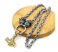 CFWSHJ Necklaces for Men Hammer,Stainless Steel Wolf King Caamulet Jewelry Accessories/Black/60Cm (Color : Silver, Size : 50Cm)