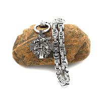 CFWSHJ Necklaces Men's King C, Stainless Steel, Nordicng Amulet Jewelry Warrior Dragon/Dragon/70Cm (Color : Warrior, Size : 60Cm)