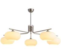 CFWSHJ Nordic Farmhouse Decoration Glass Chandelier Flush Mount Ceiling Black White Lamp Mid Century Chromed Industrial Sputnik Chandeliers for Living Dining Room Bedroom/Chrome/5 L