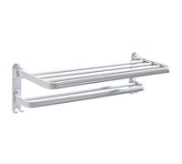 CFWSHJ Northern Europe Space Aluminium Hotel Bathroom White Folding Towel Rack Wall-mounted Multifunctional Towel Shelf European Bathroom Hook Towel Rack With Hook Practical (