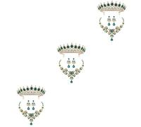 CFWSHJ Party Costume Accessories Woman Women Bride Earring Necklace Princess Three Suit Miss