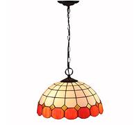 CFWSHJ Pendant Kitchen Island Fixture 16" Stained Glass Mediterranean Shade Hanging Swag Decor Lamp for Dining Room Bedroom Hallway Craft Gifts,o,Orange