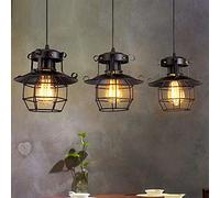 CFWSHJ Perfect Vintage Pendant Light Loft Iron Hanging Industry Retro 3* Lamp Socket Bar Dining Living Room Cage Adjustable Height Ceiling ?21cm*H2